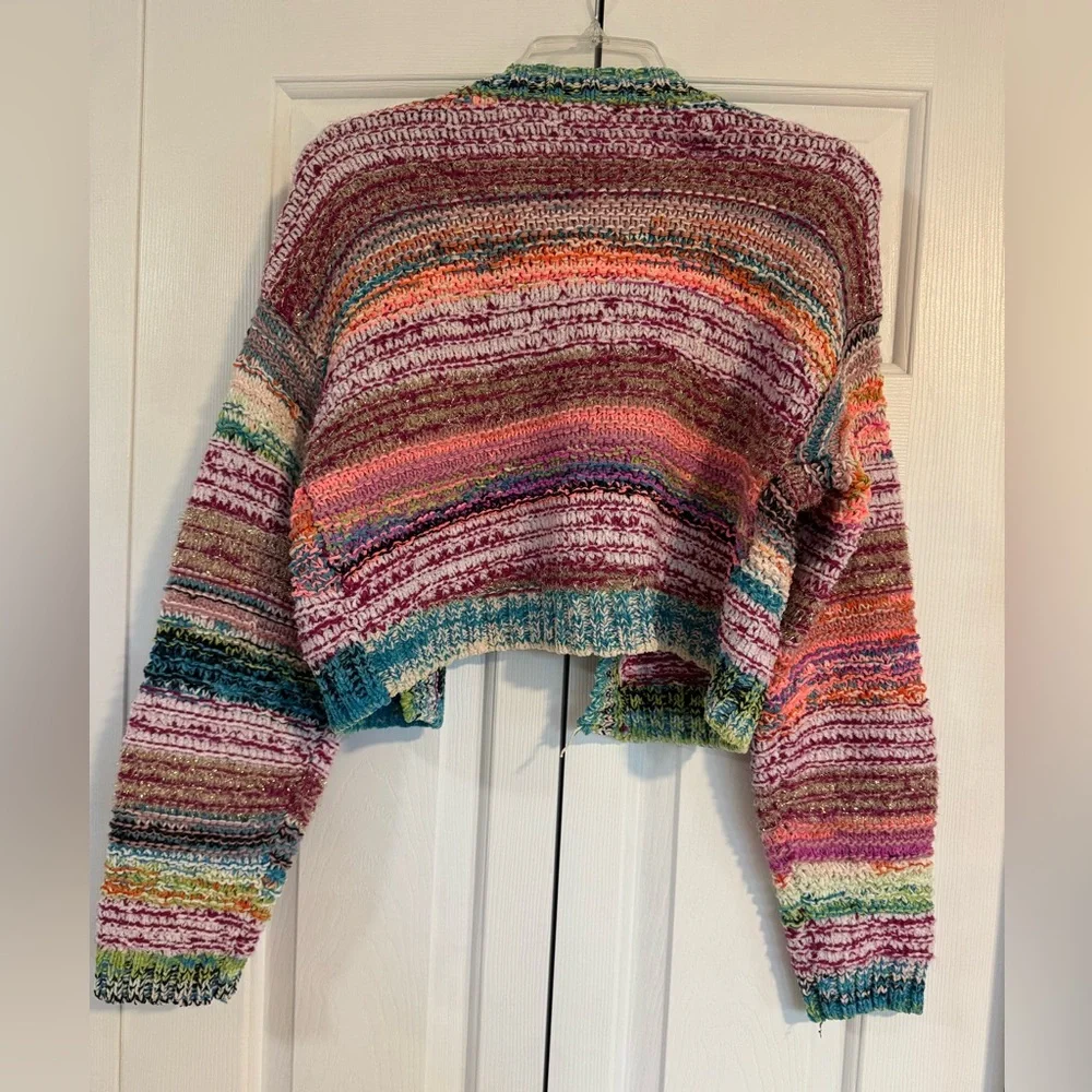 Wild Fable Cropped Colorful Striped Knit Cardigan Size XS New condition, unworn - Picture 2 of 6